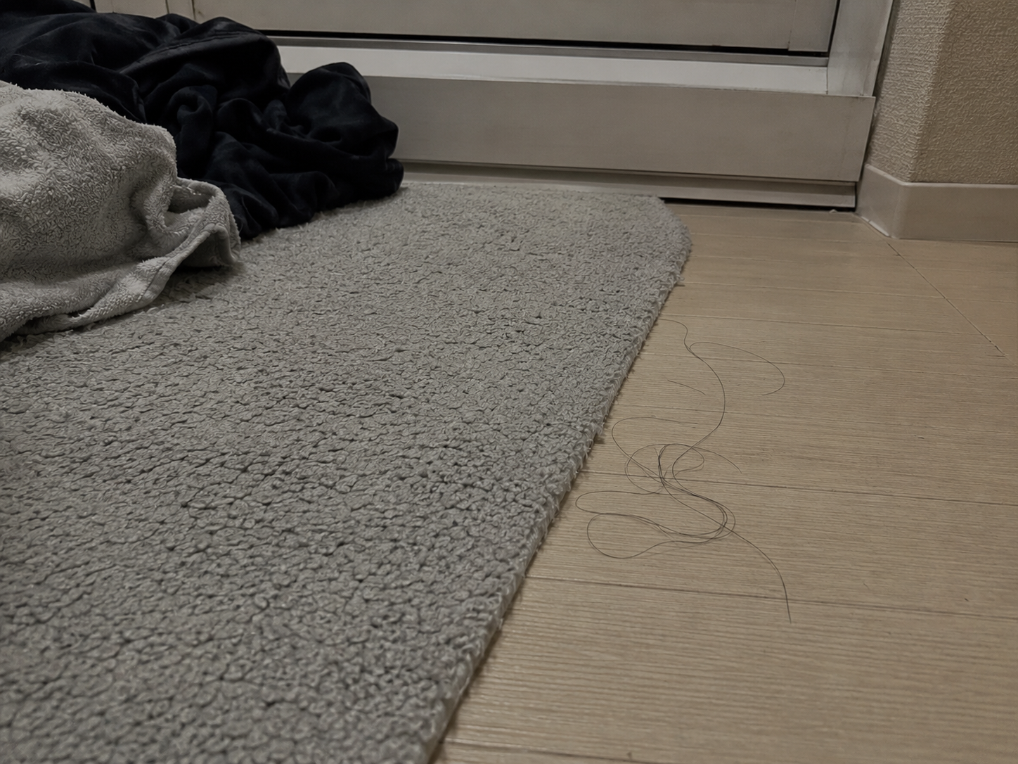 夜、脱衣所の床